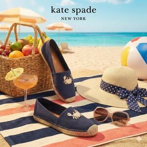 Kate Spade New York Beach Date Crab Canvas Jute Espadrilles Navy 9